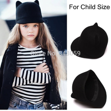 100% Wool Girls Fedora Hat  Winter Black Devil Horns mickey Cat ear animal Derby Bowler lovely Cap for Chilren Gift 2024 - buy cheap