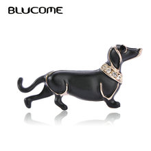 Blucome Vivid Black Big Belly Dog Brooches For Scarf Sweater Shoulder Collar Jewelry Pins Kids Men Women Gifts Gold-color Clips 2024 - buy cheap