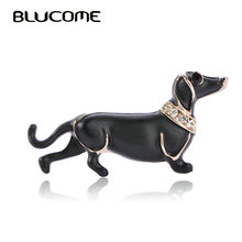 Blucome broches de cão vívidos, preto e grande para barriga, cachecol, suéter, coleira de ombro, joias, pinos para crianças, homens, mulheres, presentes, clipes de cor dourada 2024 - compre barato