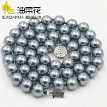 DIY 8mm Silvercolor Gray Sea Shell Pearl Necklaces 18" AAA Beads Jewelry Making Design AAA+++ about52pcs/strands Wholesale Price 2024 - buy cheap