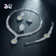 Be 8 Luxury Dubai Nigeria CZ Crystal Wedding Full Jewelry Set Bridal Zirconia 2 Tones Necklace Earring Ring for Women Party S303 2024 - buy cheap