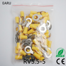 RV5.5-5 Yellow Ring insulated terminal cable Crimp Terminal 100PCS/Pack suit 4-6mm2 Cable Wire Connector RV5-5 RV 2024 - buy cheap