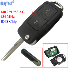 OkeyTech 2 Buttons Flip Remote Key Fob Case 434MHz ID48 Chip For VW Beetle Bora Golf Passat Polo Transporter T5 1J0 959 753 AG 2024 - buy cheap