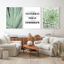 Green Plant Leaf Canvas Poster Quotes Print Scandinavian Style Painting Decorative Picture Modern Living Room Nordic Decoration 2024 - buy cheap