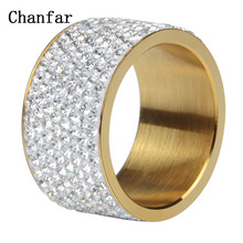 Chanfar 8 Lines Fashion Full Crystal Stone Gold Color Wedding Ring Finger Big Stainless Steel Rings Men Women Jewelry 2024 - buy cheap