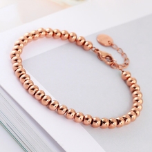 Top Quality 18KGP Rose Gold Color Stainless Steel Round Beads Bracelet Women Fashion Bangle Titanium Steel Jewelry (GB107) 2024 - buy cheap