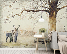 Beibehang Custom wallpaper modern retro elk abstract big tree landscape background wall 3d wallpaper papel de parede para quarto 2024 - buy cheap