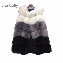Lisa Colly Autumn winter Fox fur vest women Thick coat Jacket Luxury Furry Slim faux fur Vest outwear Women Long waistcoat 2024 - buy cheap