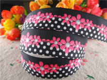 16010134, new arrival 7/8'' (22mm) 5 yards flowers printed grosgrain ribbons cartoon ribbon hair accessories 2024 - buy cheap
