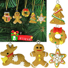 6Pcs Gingerbread Man Christmas Ornaments Deer Snowman Chrismas Tree Pendant Decoracion Navidad New Year Decor Party Suplies 2024 - buy cheap