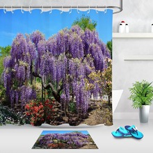 LB Scenic Tree & Flower Travel Shower Curtains Bathroom Curtain And Mat Set Nature Washable Waterproof Fabric For Bathtub Decor 2024 - buy cheap