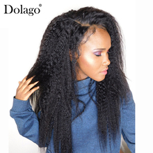 Dolago-peruca lisa, cabelo humano, brasileiro, densidade 250%, 13x6, cabelo crespo, liso, feminino, natural, preto, pré-selecionado, remy 2024 - compre barato