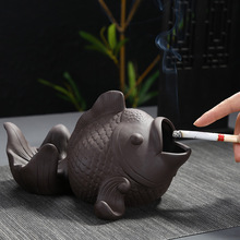 NEWYEARNEW Purple Clay Mascot Rich Fish Ashtray for Car Luck Cigarette Ash Tray Home Furnishing Decoration Business Gift 2024 - buy cheap