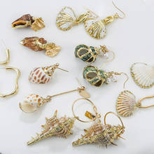 AENSOA Unique Natural Irregular Sea Shell Conch Drop Earrings  Boho Beach Ocean Gold Cowrie Earrings 2024 - buy cheap