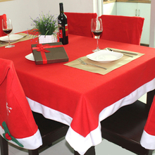 Mantel rectangular rojo de 128x184 cm, cubierta de mesa de Navidad, textil de decoración para vacaciones de Navidad (con 6 fundas de silla) 2024 - compra barato