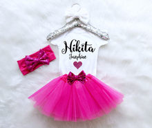 custom girl name birthday Newborn infant bodysuit onepiece Tutu Dress romper Outfit Sets baby shower party favors 2024 - buy cheap