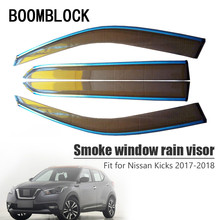 Boomblock 4 pçs carro cobre janela viseira sol chuva defletor de vento toldo escudo abs para nissan kicks 2017 2018 2024 - compre barato