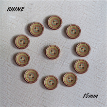 SHINE Wooden Sewing Buttons Scrapbooking Round Two Holes Circle Pattern 15mm Dia. 50PCs Costura Botones Decorate bottoni botoes 2024 - buy cheap