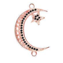 Rose Gold//gold Color Micro Pave CZ Rhinestone Crescents Moon Connectors Charms Pendant For Jewelry Making Accessories 2024 - buy cheap
