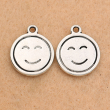 KJjewel Antique Silver Plated Face Smile Charms Pendants Jewelry Making Bracelet Findings Crafts Accessories 16mm 2024 - buy cheap