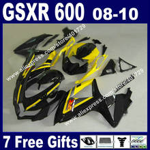 Hot sale Fairings for 2008 2009 2010 SUZUKI GSXR 600 750 K8 yellow black bodywork 08 09 10 GSXR600 GSXR750 kit 7 gift EJ74 2024 - buy cheap