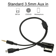 AUX USB-кабель 3,5 мм, мини-разъем, MP3 кабель, автомобильное зарядное устройство USB, адаптер, музыкальный интерфейс AMI MMI для Audi A3 A4 A5 A6 TT для VW Jetta 2024 - купить недорого