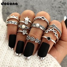 Doocna Antique Silver Color Star Flower Crystal Ring Punk Ring Carved Knuckle Anillos Anel Rings For Women 11 Pcs/Set 4622 2024 - купить недорого