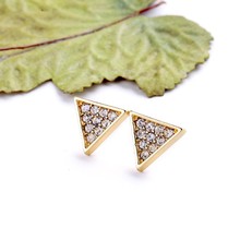 Korean Style Shining Crystal Rhinestone Stud Earrings Triangle Gold Color Metal Earrings Fashion Punk Jewelry for Girls 2024 - buy cheap