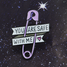Purple Paper Clip Love Ribbon Heart You Are Safe With Me Enamel Pin Jeans Backpack Badge Brooch Friends Kids Family Gifts 2024 - buy cheap