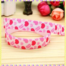 5/8'' Free shipping Elastic FOE valentine heart printed headband headwear hairband diy decoration wholesale OEM P4895 2024 - buy cheap
