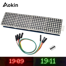 Panel de pantalla MAX7219, microcontrolador de puntos 4 en uno, con línea 5P, 4 en 1, rojo, verde, para Arduino, kit diy 2024 - compra barato