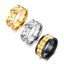 Anillo de titanio con textura cuadrada para hombre, anillos de acero inoxidable pulido de 9mm, joyería de Color negro/dorado/plateado 2024 - compra barato
