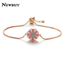 NEWBUY-pulsera de Zirconia cúbica de cobre para mujer, brazalete de lujo, Color oro rosa, joyería de fiesta 2024 - compra barato