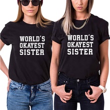 Рубашка World's Okayest для женщин, модная футболка с коротким рукавом, Женская хлопковая рубашка для лучшего друга, милые рубашки, Прямая поставка 2024 - купить недорого