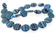 Loja de jóias de Pérolas únicas 16 milímetros Coin Azul Preto Malaquita Jasper Gemstone Contas Loose 15 ''Completa Uma Vertente LC3-257 2024 - compre barato