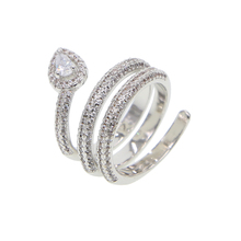Женское кольцо в форме змеи, серебряное кольцо с микро кубическим цирконием и белым сияющим кубическим цирконием 2024 - купить недорого