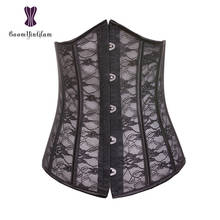 Wholesale waist trainer sexy transparent waist cincher shaper steel boned hourglass floral lace corset underbust 28337# 2024 - buy cheap