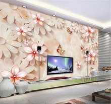 Custom 3D Wallpaper, stone embossed floral murals for the living room bedroom TV background wall vinyl papel de parede 2024 - buy cheap