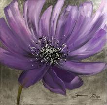 Pintura al óleo de estilo abstracto hecha a mano, lienzo decorativo de flores púrpuras para pared moderna, imágenes acrílicas de Arte Fino, 100% 2024 - compra barato