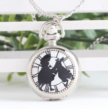 Colgante Vintage de Alicia en el país de las Maravillas, collar de reloj de bolsillo, conejo, gato, Alice Regalo de 2,7 cm 2024 - compra barato