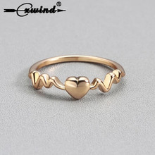 Cxwid Cute Gold Tiny Heart Beat Rings for Women Charm Electrocardiogram Ring Simple Wave ECG Ring Party Fashion Jewelry bagues 2024 - buy cheap