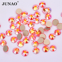 JUNAO ss20 Orange Red AB Facet Rhinestones Glass Flat Back Stones Nail Art Decoration Non Sewing Strass for Manicure Crafts 2024 - buy cheap