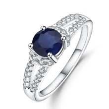 Женское Винтажное кольцо с драгоценным камнем, круглой формы, с голубым сапфиром 925 карата 2024 - купить недорого