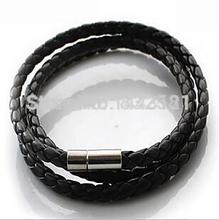 New Fashion Woman Black White Braided Leather Cord Bracelet Hand Rope DIY Jewelry 2024 - buy cheap