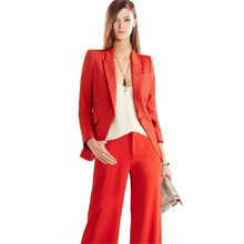 2019 New Women's Red One Button Fashion Suits Female Casual Office Work Wear 2 Pieces Custom Made Tuxedo Suits Costume Femme 2024 - buy cheap