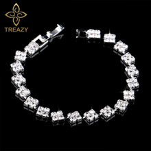 TREAZY посеребренные Кристальные браслеты для женщин сверкающие квадраты браслеты и браслеты свадебные ювелирные изделия аксессуары 2024 - купить недорого