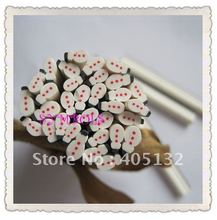 i-06 Free Shipping 100pcs 5mm White Christams Snowman Shape Clay Cane Fancy Nail Art  Polymer Clay Cane 2024 - buy cheap