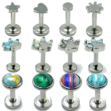 1Pcs Itnernal Threaded Natural Stone Opal Labret Monroe Lip Stud Ear Piercing Cartilage Tragus Helix Earring 16g Piercing Ring 2024 - buy cheap