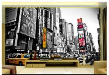 Papel de parede com foto personalizada 3d, murais vintage da nova york, papel de parede quadrado para configuração de tv é preto e branco 2024 - compre barato