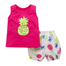 2018 Summer Kids girls clothes set Pineapple Style Tops + shorts Sleeveless Toddle Baby girls 2 pcs casual suit sets 2024 - buy cheap